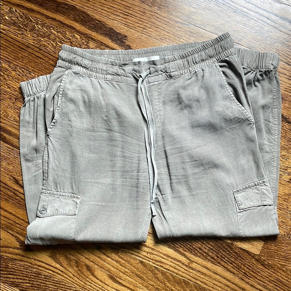 Cloth & Stone Tan Cropped Pants with Elastic Waistband